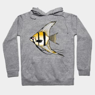 Striped angelfish cartoon illustration Hoodie